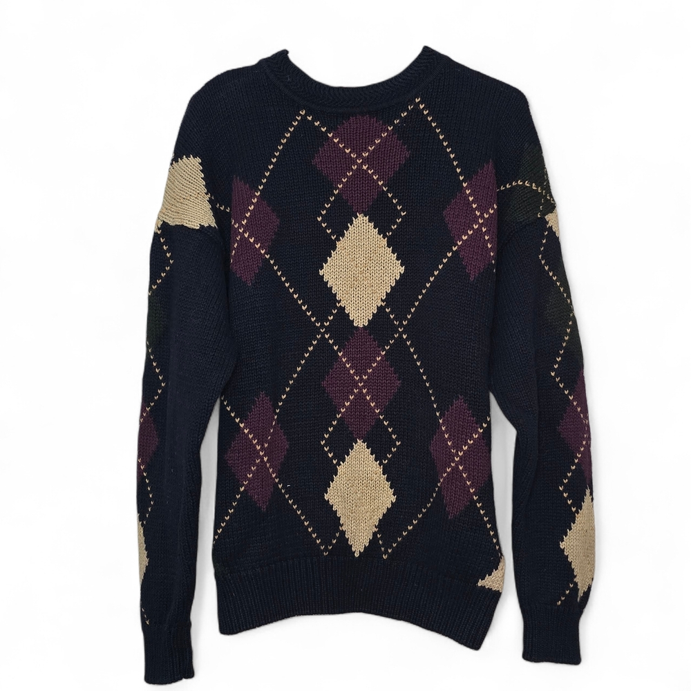 Stone Haven Vintage Argyle Knit Sweater‎ Size Medium